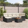 7 Delars Trädgårdsoffset med Kuddar Svart Poly Rattan vidaXL 55 x 55 x 37 cm – miniatyr 1