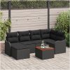 7-delars trädgårdsoffset med kuddar svarta poly-rattan akacia vidaXL Standard – miniatyr 1