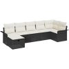 7-delars trädgårdsoffset med kuddar svarta poly rotting vidaXL 297,5 x 132,5 x 85 cm – miniatyr 2