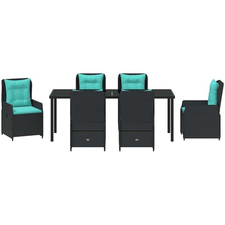 7 Delars Trädgårdsoffset Svart Poly Rattan vidaXL 200 x 80 x 73 cm – bild 6
