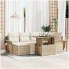 7-delars trädgårdsofset med kuddar i beige poly-rattan vidaXL 100 x 55 x 73 cm – miniatyr 1
