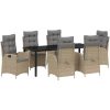 7 delars Trädgårdsserveringsset med kuddar - Beige - Poly Rattan vidaXL 200 x 80 x 73 cm – miniatyr 2