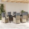 7 delars Trädgårdsserveringsset med kuddar - Beige - Poly Rattan vidaXL 200 x 80 x 73 cm – miniatyr 4