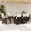 7 delars trädgårdsserveringsset med kuddar, brun poly-rattan vidaXL 200 x 80 x 73 cm – miniatyr 4