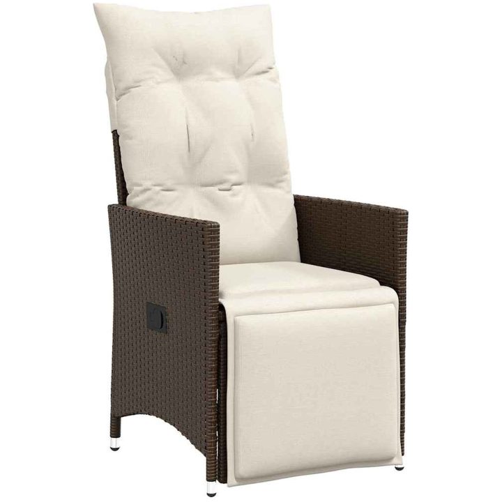 7 delars trädgårdsserveringsset med kuddar, brun poly-rattan vidaXL 200 x 80 x 73 cm – bild 5