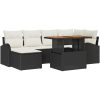 7-delars trädgårdsserveringsset med kuddar Svart Poly Rattan Akacia vidaXL 100 x 55 x 73 cm – miniatyr 2