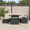 7-delars trädgårdsserveringsset med kuddar Svart Poly Rattan Akacia vidaXL 100 x 55 x 73 cm – miniatyr 3