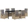 7-delars Trädgårdsset Beige Poly Rattan vidaXL 200 x 80 x 73 cm – miniatyr 2