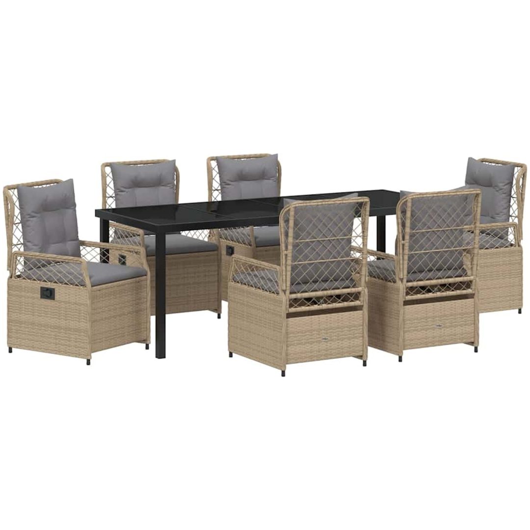7-delars Trädgårdsset Beige Poly Rattan vidaXL 200 x 80 x 73 cm – bild 2