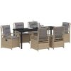 7-delars Trädgårdsset Beige Poly Rattan vidaXL 200 x 80 x 73 cm – miniatyr 3