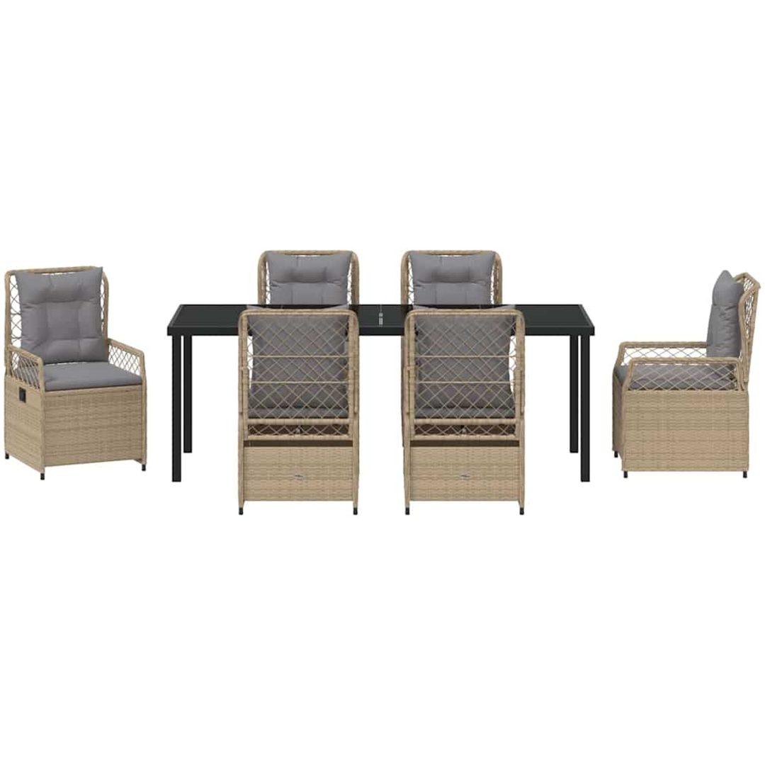 7-delars Trädgårdsset Beige Poly Rattan vidaXL 200 x 80 x 73 cm – bild 6
