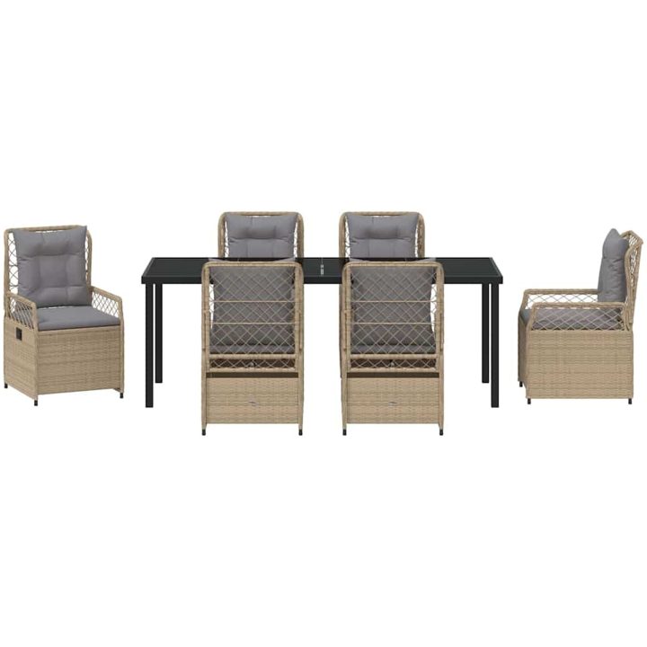 7-delars Trädgårdsset Beige Poly Rattan vidaXL 200 x 80 x 73 cm – bild 6