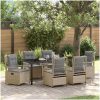 7-delars Trädgårdsset Beige Poly Rattan vidaXL 200 x 80 x 73 cm – miniatyr 1