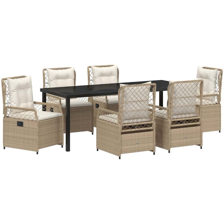 7-delars Trädgårdsset Beige Poly Rattan vidaXL 200 x 80 x 73 cm – bild 2