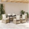 7-delars Trädgårdsset Beige Poly Rattan vidaXL 200 x 80 x 73 cm – miniatyr 4