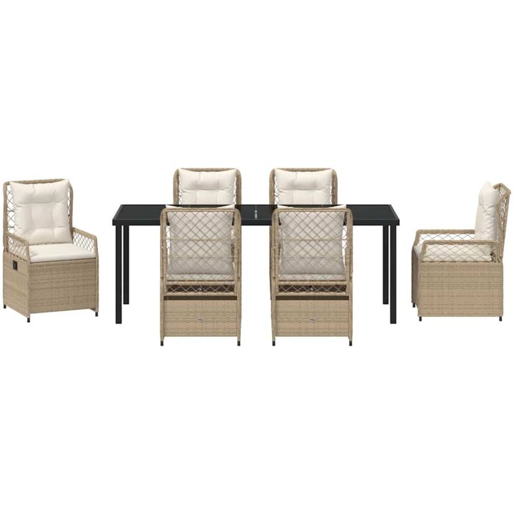 7-delars Trädgårdsset Beige Poly Rattan vidaXL 200 x 80 x 73 cm – bild 6