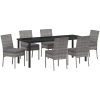 7 Delars Trädgårdsset Grå Poly Rattan vidaXL 200 x 80 x 73 cm – miniatyr 2