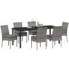 7 Delars Trädgårdsset Grå Poly Rattan vidaXL 200 x 80 x 73 cm – miniatyr 3