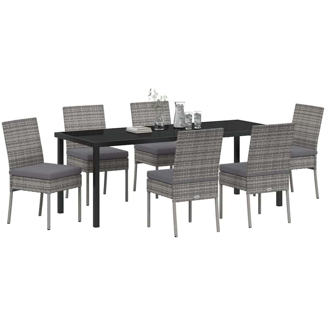 7 Delars Trädgårdsset Grå Poly Rattan vidaXL 200 x 80 x 73 cm – bild 3