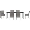 7 Delars Trädgårdsset Grå Poly Rattan vidaXL 200 x 80 x 73 cm – miniatyr 7
