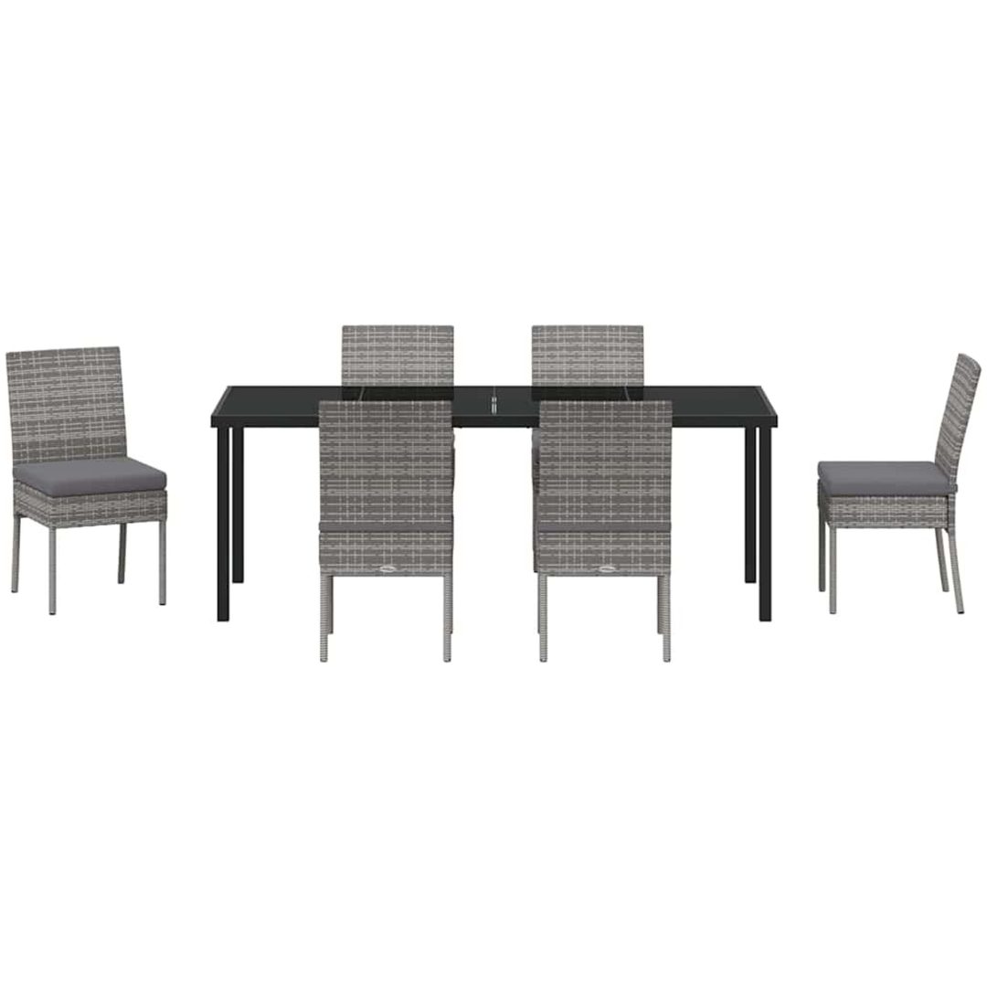 7 Delars Trädgårdsset Grå Poly Rattan vidaXL 200 x 80 x 73 cm – bild 7