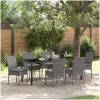 7 Delars Trädgårdsset Grå Poly Rattan vidaXL 200 x 80 x 73 cm – miniatyr 1