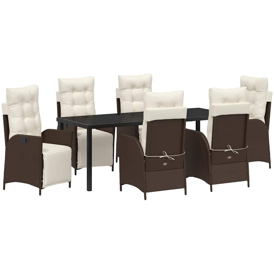 7-delars trädgårdsset i brun poly-rattan vidaXL 200 x 80 x 73 cm – bild 2