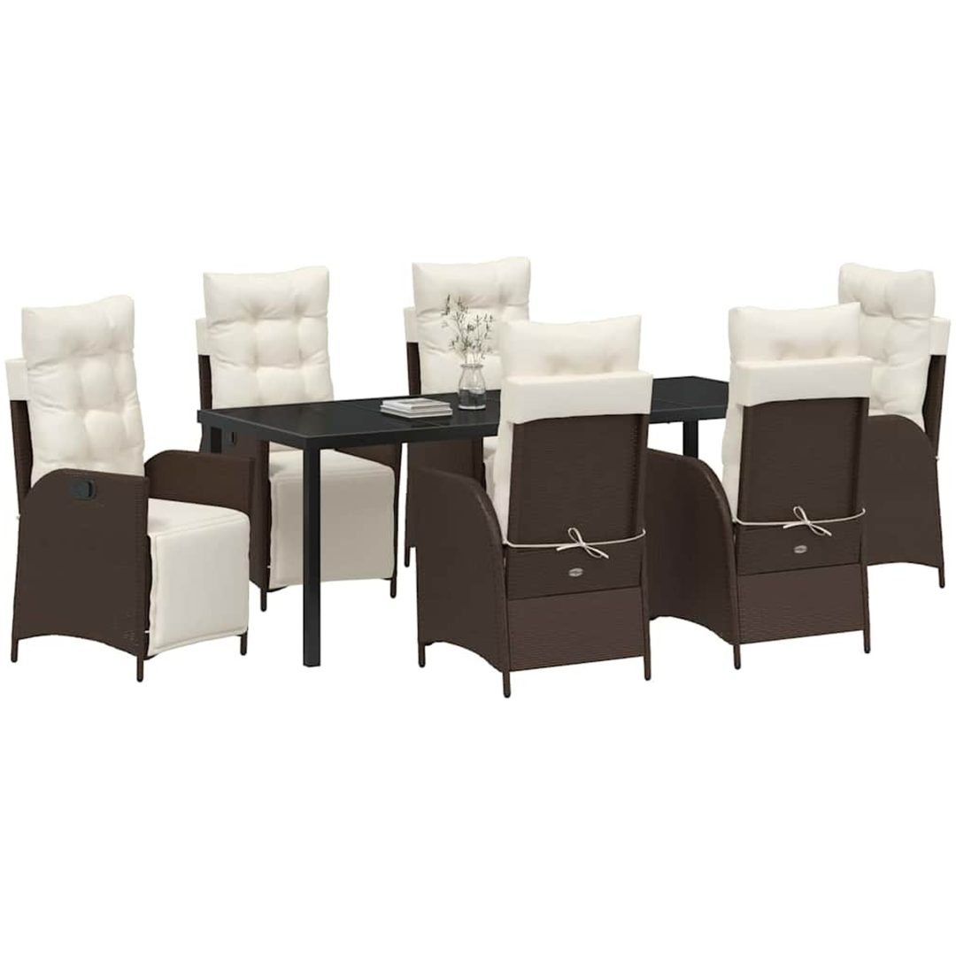 7-delars trädgårdsset i brun poly-rattan vidaXL 200 x 80 x 73 cm – bild 3