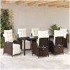 7-delars trädgårdsset i brun poly-rattan vidaXL 200 x 80 x 73 cm – miniatyr 4