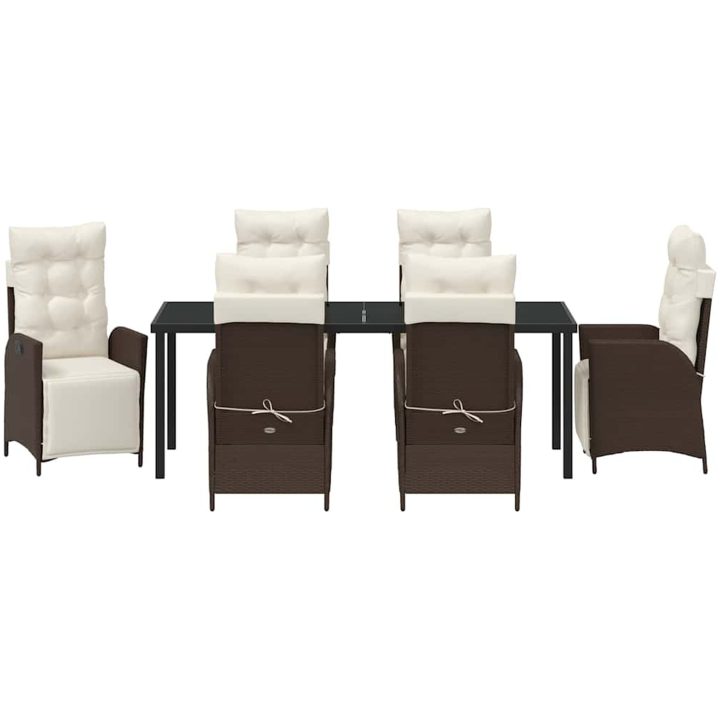 7-delars trädgårdsset i brun poly-rattan vidaXL 200 x 80 x 73 cm – bild 7