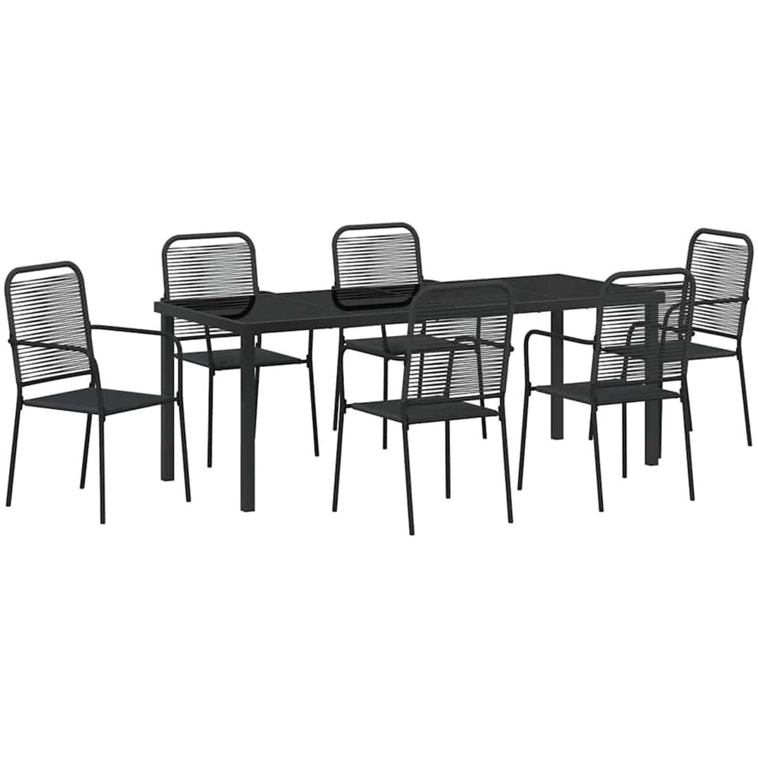 7-delars trädgårdsset i svart bomullsrep och stål vidaXL 200 x 80 x 73 cm – bild 2