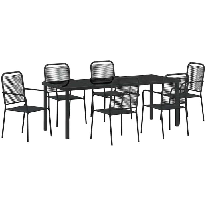 7-delars trädgårdsset i svart bomullsrep och stål vidaXL 200 x 80 x 73 cm – bild 2