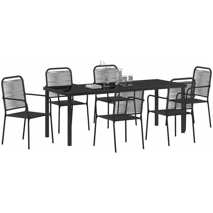 7-delars trädgårdsset i svart bomullsrep och stål vidaXL 200 x 80 x 73 cm – bild 3