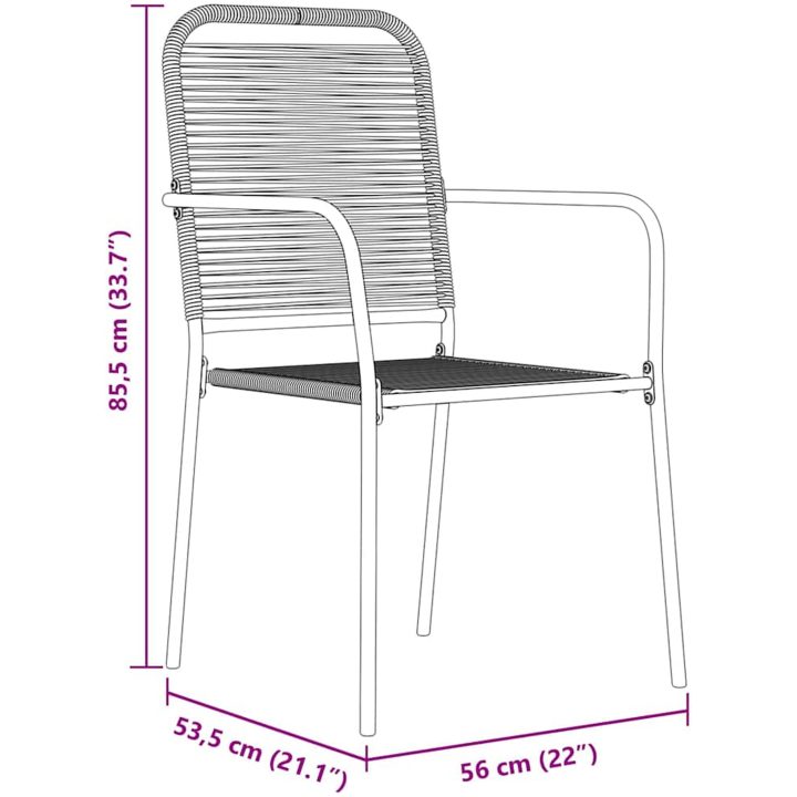 7-delars trädgårdsset i svart bomullsrep och stål vidaXL 200 x 80 x 73 cm – bild 9