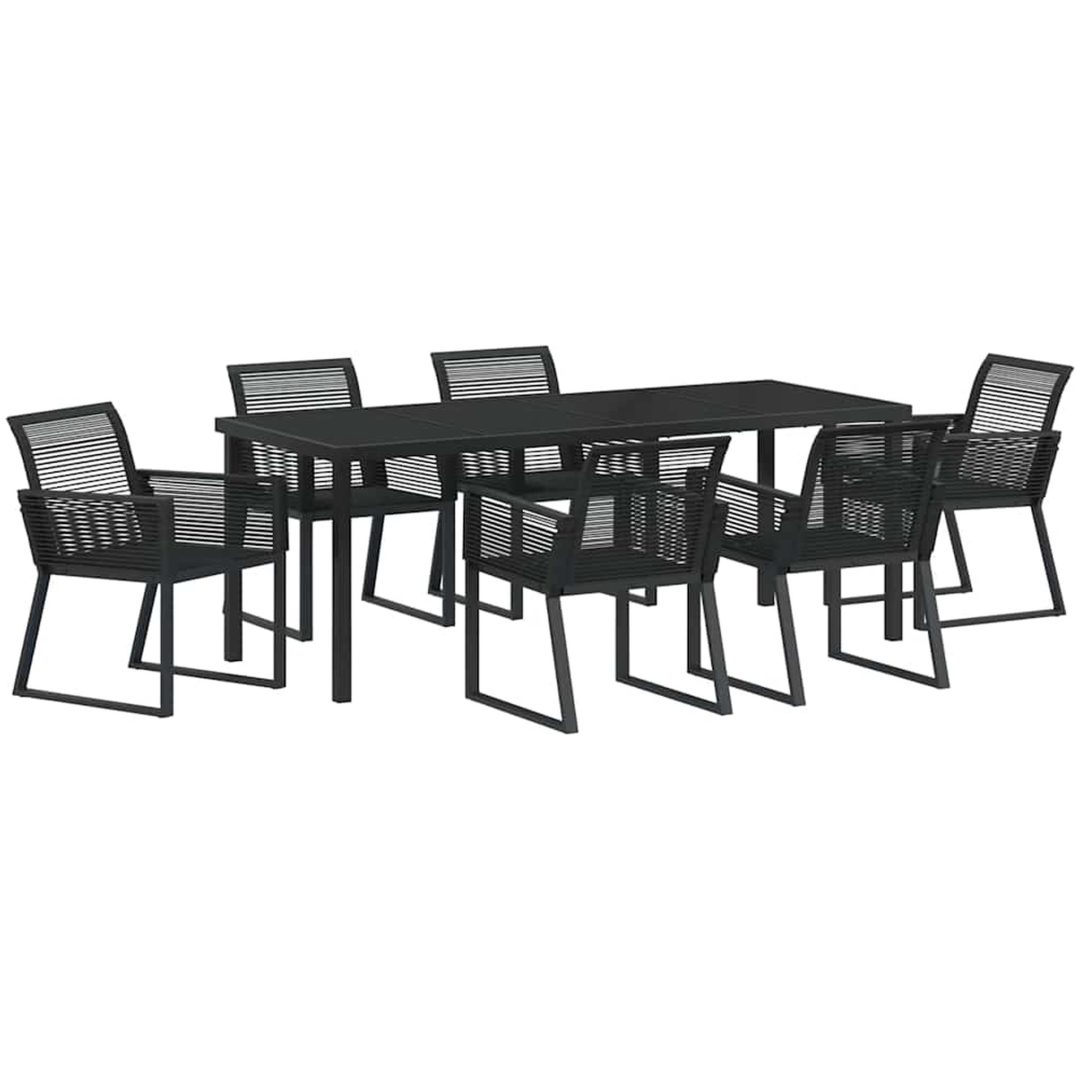 7-delars trädgårdsset i svart polyrotting vidaXL 200 x 80 x 73 cm – bild 2