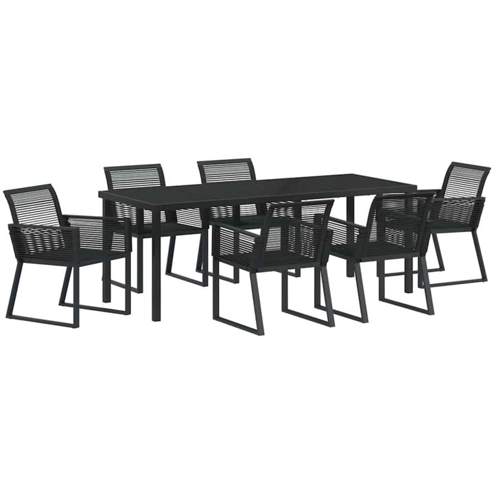 7-delars trädgårdsset i svart polyrotting vidaXL 200 x 80 x 73 cm – bild 2