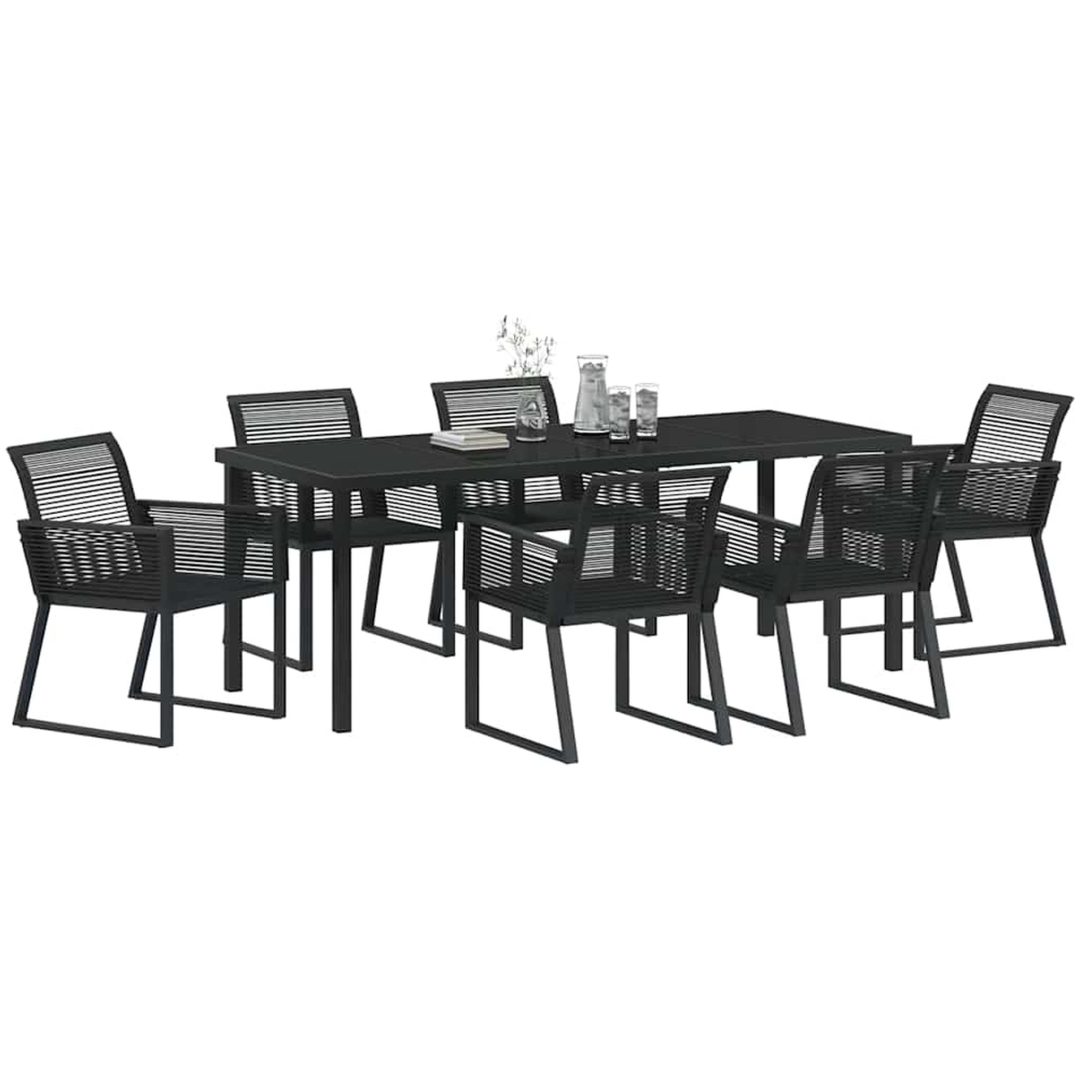 7-delars trädgårdsset i svart polyrotting vidaXL 200 x 80 x 73 cm – bild 3