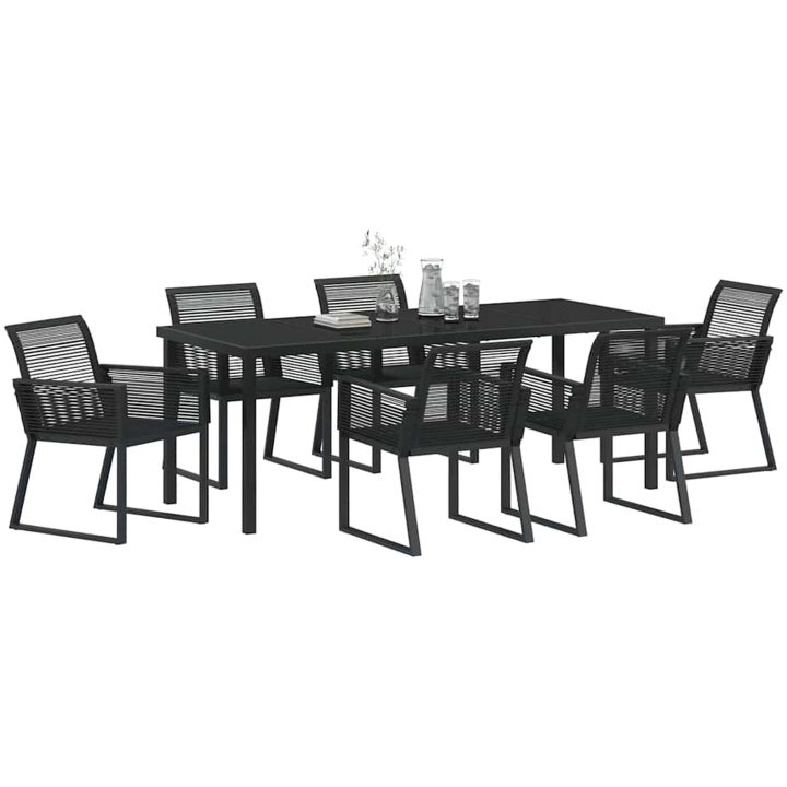 7-delars trädgårdsset i svart polyrotting vidaXL 200 x 80 x 73 cm – bild 3