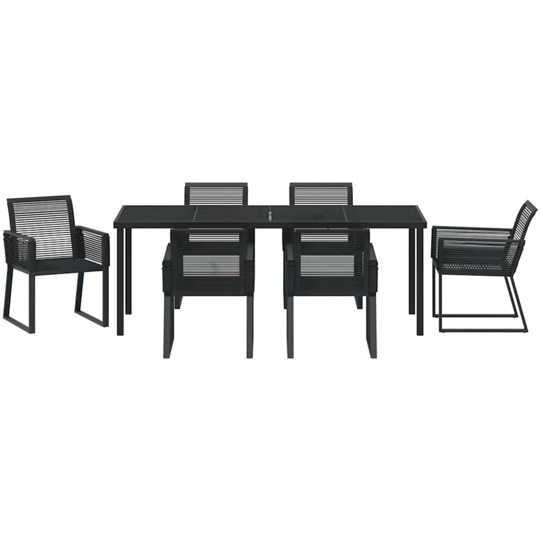 7-delars trädgårdsset i svart polyrotting vidaXL 200 x 80 x 73 cm – bild 7