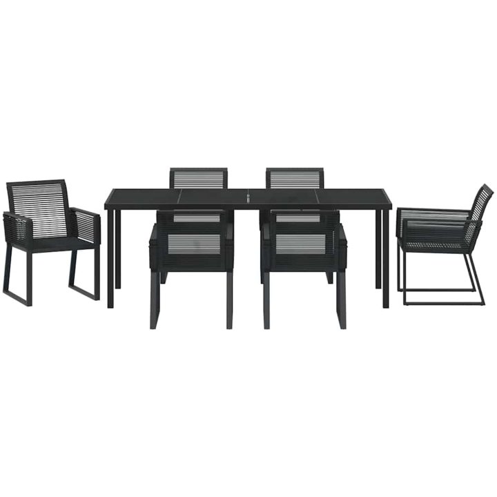 7-delars trädgårdsset i svart polyrotting vidaXL 200 x 80 x 73 cm – bild 7