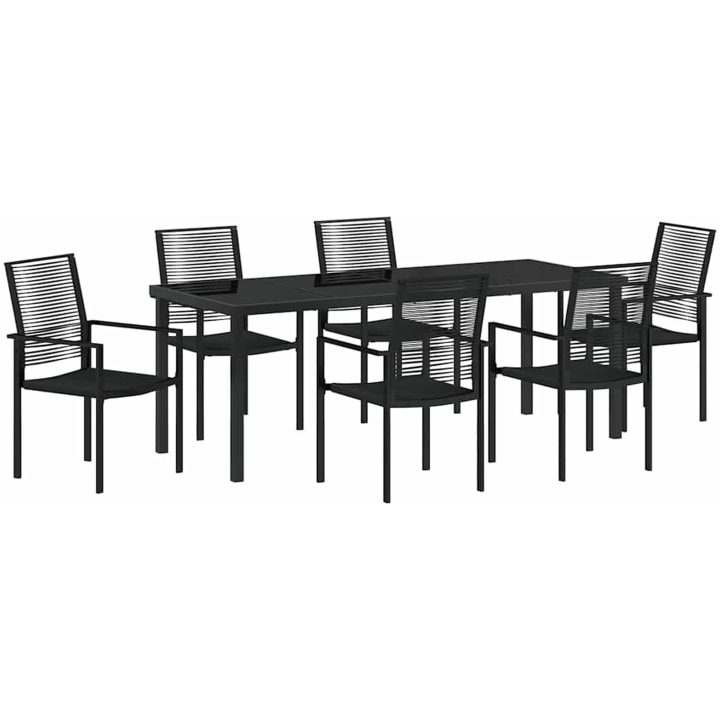7-delars trädgårdsset i svart PVC-rattan vidaXL 200 x 80 x 73 cm – bild 2