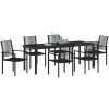7-delars trädgårdsset i svart PVC-rattan vidaXL 200 x 80 x 73 cm – miniatyr 3