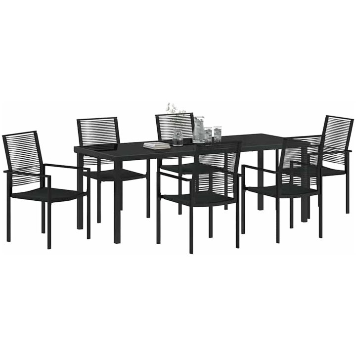 7-delars trädgårdsset i svart PVC-rattan vidaXL 200 x 80 x 73 cm – bild 3