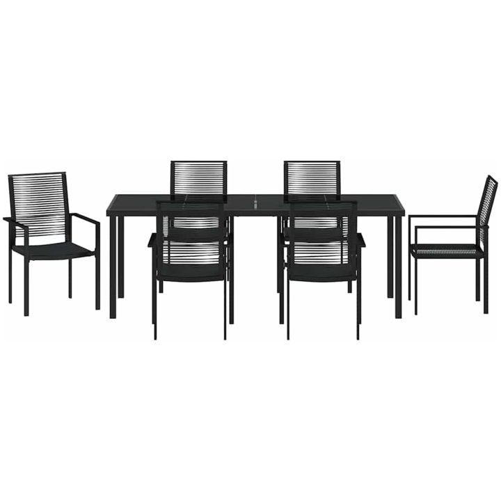 7-delars trädgårdsset i svart PVC-rattan vidaXL 200 x 80 x 73 cm – bild 7