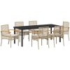 7-delars Trädgårdsset med kuddar Beige Poly Rattan vidaXL 200 x 80 x 73 cm – miniatyr 2