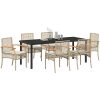 7-delars Trädgårdsset med kuddar Beige Poly Rattan vidaXL 200 x 80 x 73 cm – miniatyr 3