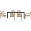 7-delars Trädgårdsset med kuddar Beige Poly Rattan vidaXL 200 x 80 x 73 cm – miniatyr 6