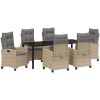 7-delars Trädgårdsset med Kuddar i Beige Poly Rattan vidaXL 200 x 80 x 73 cm – miniatyr 2