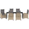 7-delars Trädgårdsset med Kuddar i Beige Poly Rattan vidaXL 200 x 80 x 73 cm – miniatyr 6
