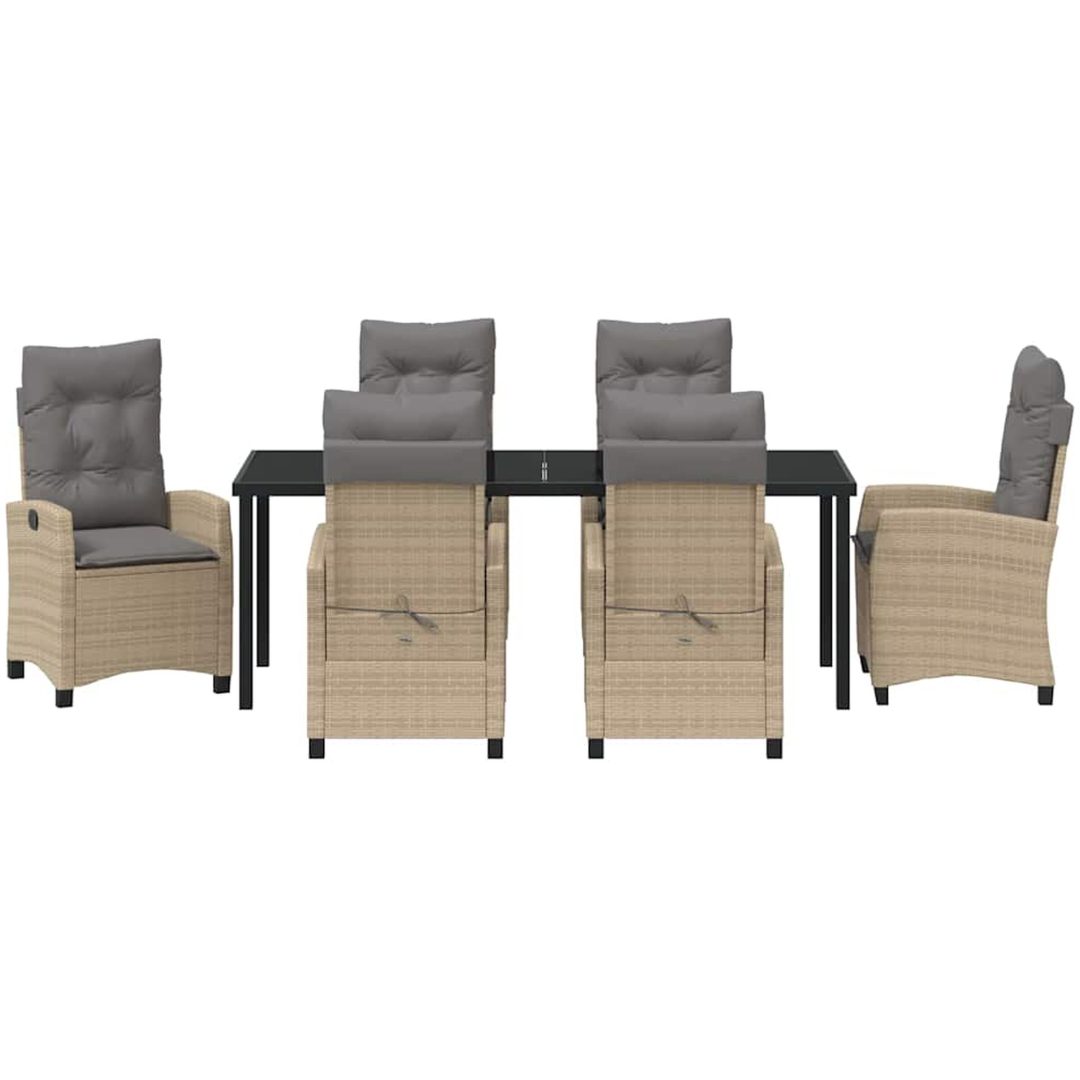 7-delars Trädgårdsset med Kuddar i Beige Poly Rattan vidaXL 200 x 80 x 73 cm – bild 6